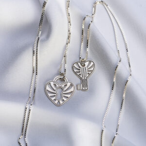 Set lantisoare " Heart Key" din argint 925 - imagine 2