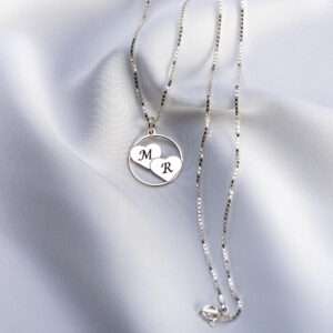 Lanțișor pătrat "Double Heart" din argint 925 - imagine 3
