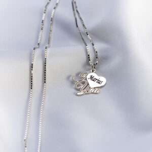 Lanțișor pătrat din argint “I love You” personalizat - imagine 2