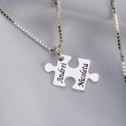 Lănțișor pătrat "Puzzle" din argint 925 personalizat