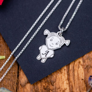 Lantisor patrat "Fetita" Personalizat din Argint 925 - imagine 2