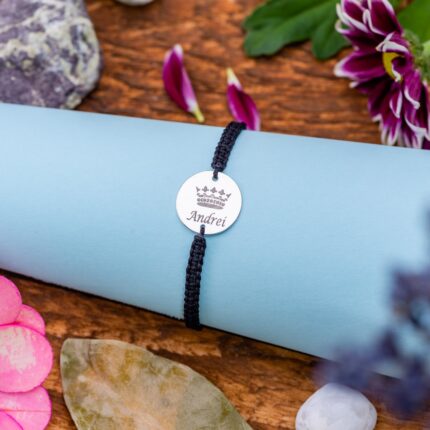 Bratara "Baby King Impletita Manual" Personalizata din Argint 16 mm