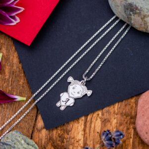 Lantisor patrat "Fetita" Personalizat din Argint 925