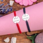 Set Bratari Personalizate Impletite pentru Cupluri cu Banut din Argint 16 mm gravate laser