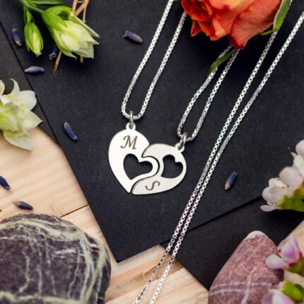 Set Lantisoare "2 Hearts" Personalizate din Argint 925