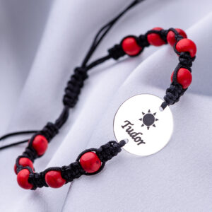 Bratara Reglabila Manik Impletita Manual cu Banut din Argint 925 16mm gravata laser - imagine 5