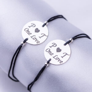 Set brățări personalizate pentru cupluri cu bănuț din Argint 16 mm gravate laser - imagine 4