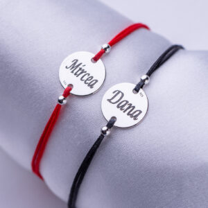 Set Bratari Personalizate pentru Cupluri cu Banut din Argint 12 mm gravate laser - imagine 4