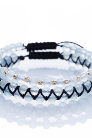 Brățară “Double Aquamarine” împletita manual cu pietre semiprețioase de Acvamarin de 4mm - Accesoriul perfect pentru eleganța și stilul tău personal - imagine 3