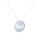 Lantisor cu charm banut Familie 4 membri, din Argint 925