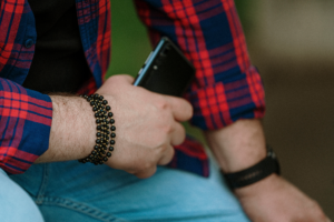 Bratara reglabila cu bile din Argint 925 si Onix negru fatetat, 6mm - imagine 2