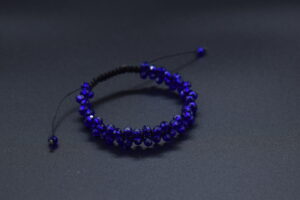 Bratara reglabila cu snur impletit si pietre semipretioase Cristal sticla albastru de 4mm - imagine 2