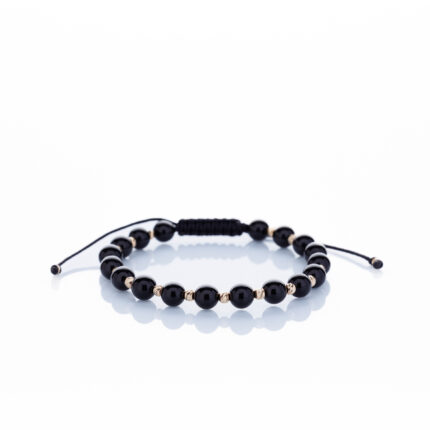 Brățară “Onix Galaxy Glossy” unică handmade Aur Premium 14k și pietre semiprețioase Onix negru Armilla