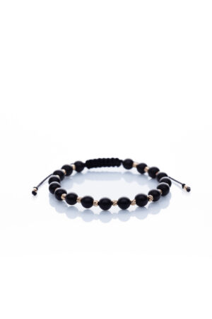 Brățară “Onix Galaxy Mat” unică handmade Aur Premium 14k și pietre semiprețioase Onix negru Armilla