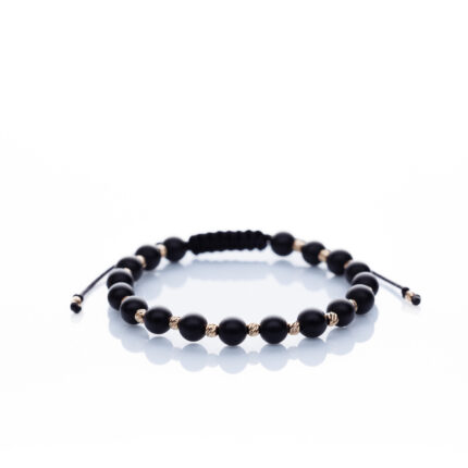 Brățară “Onix Galaxy Mat” unică handmade Aur Premium 14k și pietre semiprețioase Onix negru Armilla