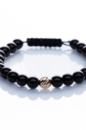 Brățară “Onix Shadow Glossy” unică handmade Aur Premium 14k și pietre semiprețioase Onix negru Armilla - imagine 2