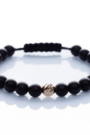 Brățară “Onix Shadow Mat” unică handmade Aur Premium 14k și pietre semiprețioase Onix negru Armilla - imagine 2