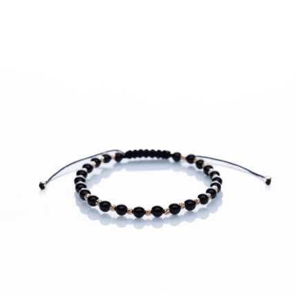 Brățară “Onix Sparkle Glossy” unică handmade Aur Premium 14k și pietre semiprețioase Onix negru Armilla