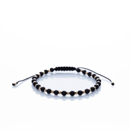 Brățară “Onix Sparkle Mat” unică handmade Aur Premium 14k și pietre semiprețioase Onix negru Armilla