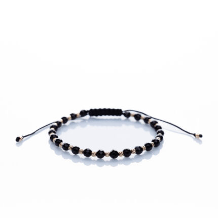 Brățară “Onix Sparkle Slice” unică handmade Aur Premium 14k și pietre semiprețioase Onix negru Armilla