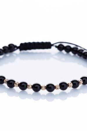 Brățară “Onix Sunshine Glossy” unică handmade Aur Premium 14k si pietre semipretioase Onix negru Armilla - imagine 2