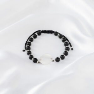 Bratara Reglabila barbati din Argint 925 gravata laser cu Banut Argint 925