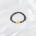 Brățară reglabilă cu cristale sticlă și banut Argint 12mm placat cu aur, personalizat