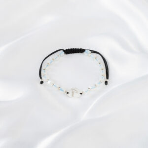 Bratara reglabila dama realizata cu Cristale Sticla si Banut Argint 925 de 16mm gravat cu laser