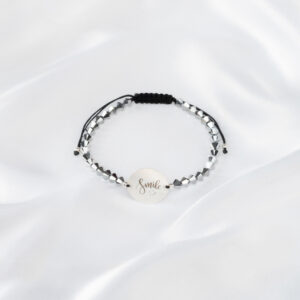 Bratara reglabila dama realizata cu Cristale Preciosa si Banut Argint 925 de 16mm gravat cu laser