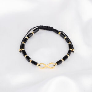 Brățară reglabilă handmade cu cristale Sticla și Infinit Argint 925 de 18mm placat Aur - imagine 2