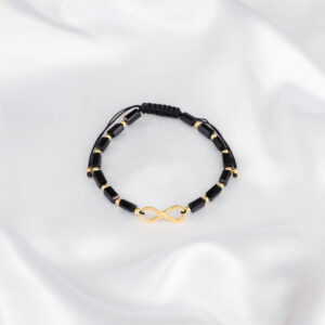 Brățară reglabilă handmade cu cristale Sticla și Infinit Argint 925 de 18mm placat Aur