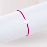 Bratara reglabila cu snur si Charm Trifoi din Argint 925 ,10mm gravat laser