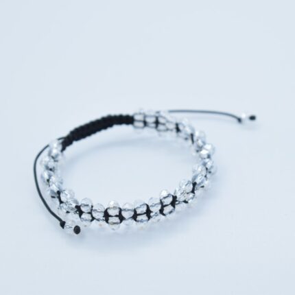 Bratara reglabila cu snur impletit si pietre semipretioase Cristal sticla transparent de 4mm