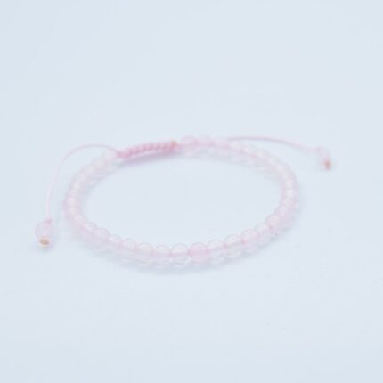 Bratara reglabila realizata manual cu piatra semipretioasa Agat roz dimensiune 4mm