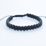 Bratara reglabila cu snur impletit si pietre semipretioase Onix negru lucios de 4mm