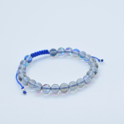 Bratara reglabila cu pietre semipretioase Mermaid glass albastru de 6mm