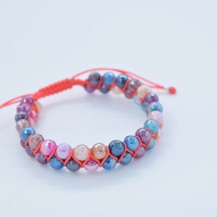 Bratara reglabila cu pietre semipretioase Agat multicolor fatetat de 6mm