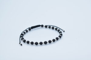Brățară reglabilă cu bile Argint 925 și pietre semiprețioase Onix mat, dimensiune 4mm