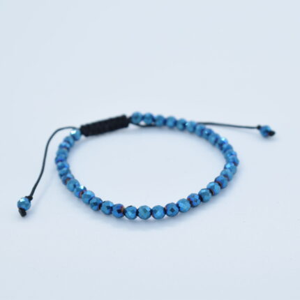 Bratara reglabila cu pietre semipretioase Hematit albastru de 4mm