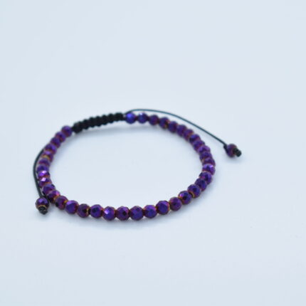 Bratara reglabila cu snur si pietre semipretioase Hematit mov de 4mm