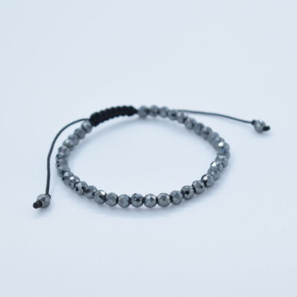 Bratara reglabila cu pietre semipretioase Hematit fatetat gri de 4mm