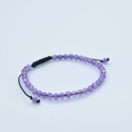 Bratara reglabila cu pietre semipretioase Ametist mov de 4mm