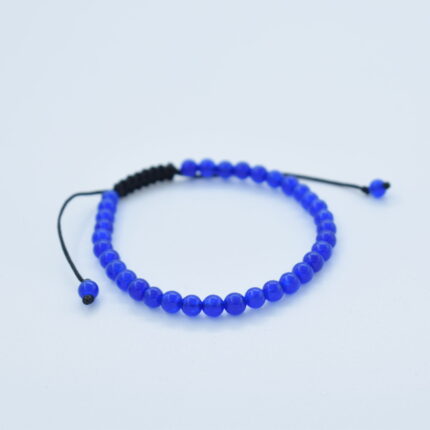 Bratara reglabila cu pietre semipretioase Agat albastru de 4mm