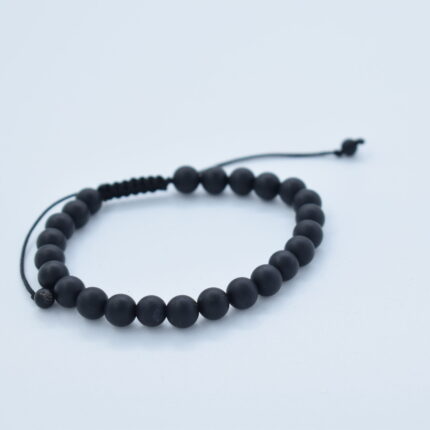 Bratara reglabila realizata manual cu pietre semipretioase Onix, dimensiune 6mm