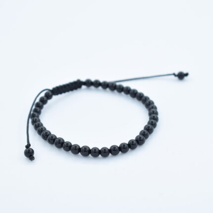 Bratara reglabila realizata manual cu pietre semipretioase Onix, lucios dimensiune 4mm
