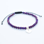 Bratara personalizata realizata manual cu pietre semipretioase Hematit si charm inima din Argint 925, 10mm