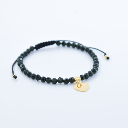 Bratara personalizata realizata manual cu pietre semipretioase Piatra Soarelui si charm Inima din Argint 925 placat cu aur