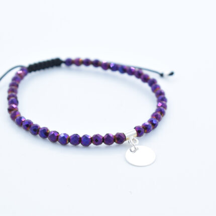 Bratara reglabila realizata manual cu pietre semipretioase piatra Soarelui si charm banut din Argint 925, 10mm