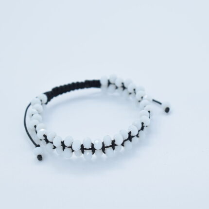 Bratara reglabila impletita manual cu cristale semipretioase sticla, dimensiune 4mm