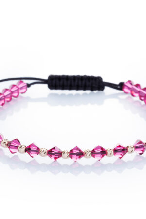 Brățară “Pink Preciosa Sunshine” unică handmade Aur Premium 14k și cristal Preciosa biconic roz Armilla - imagine 2